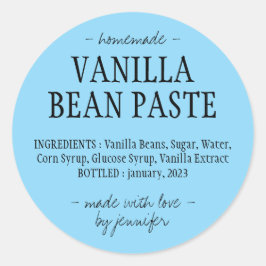 Blue Vanilla Bee Paste Flasche, hausgemachte Extra Runder Aufkleber