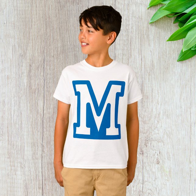 Blue Varsity Letter M Monogram T-Shirt (Von Creator hochgeladen)