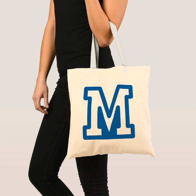 Blue Varsity Letter M Monogram Tragetasche (Von Creator hochgeladen)