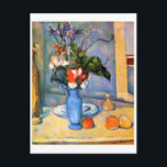 Blue Vase Blume, Paul Cezanne Postkarte<br><div class="desc">"Paul Cézanne (19. Januar 1839 - 22. Oktober 1906) war ein französischer Künstler und postimpressionistischer Maler, dessen Werk den Grundstein für den Übergang von der Konzeption des künstlerischen Unterfangens im 19. Jahrhundert zu einer neuen und radikal anderen Kunstwelt im 20. Jahrhundert legte. Cézanne soll die Brücke zwischen dem Impressionismus des...</div>