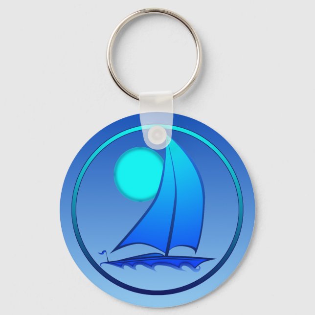 Blue Vector Sailboat Schlüsselanhänger (Vorderseite)