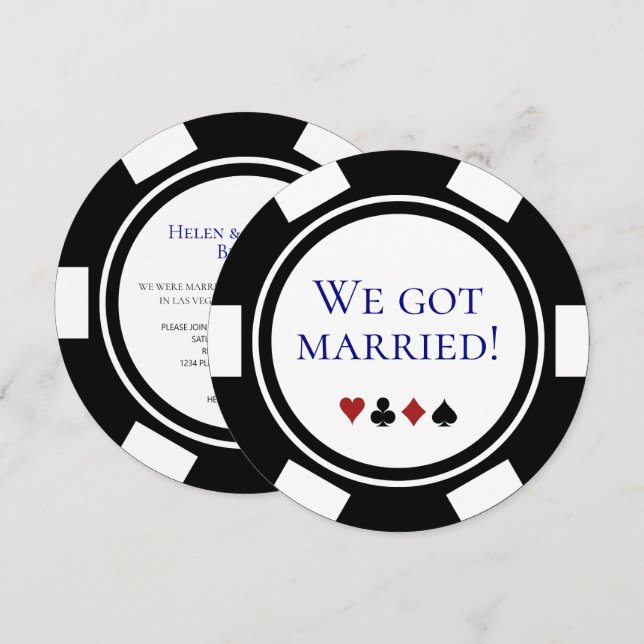 Blue Vegas Wedding Elopement Ankündigung Poker (Vorne/Hinten)