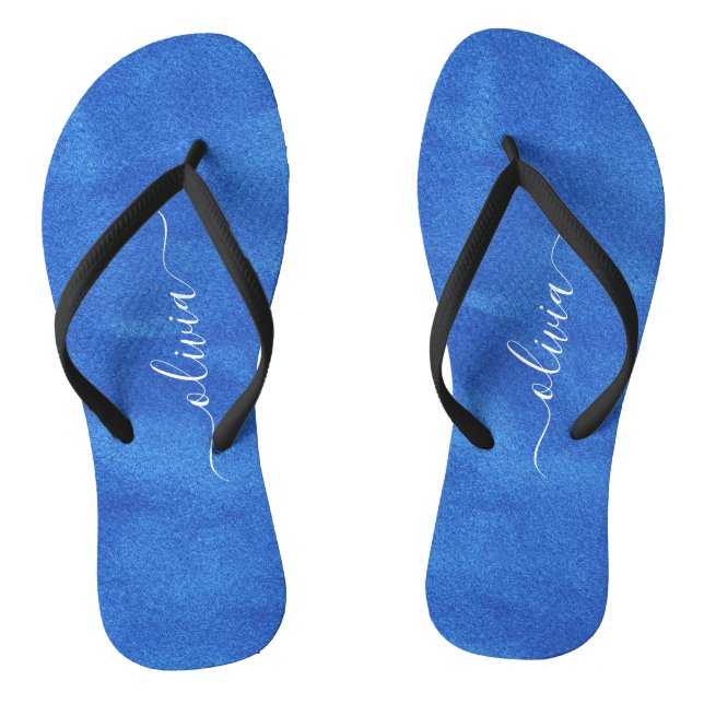Blue Velvet Monogram Flip Flops (Fußbett)