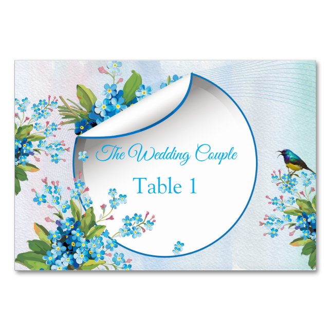 Blue Vergget-me-not, Blume Tischnummer (Vorderseite)