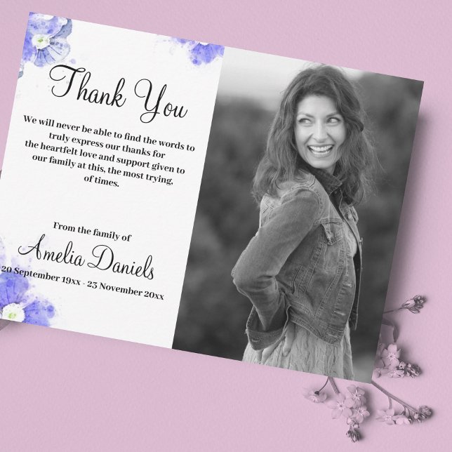 Blue vergiss-Me-not-in-Memory dank Karte (Beautiful Forget-me-not remembrance stationery & cards.)