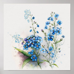 Blue vergiss me Nots Blume Art Print Poster