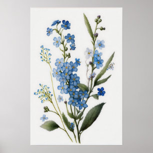 Blue vergiss me Nots Blume Art Print Poster