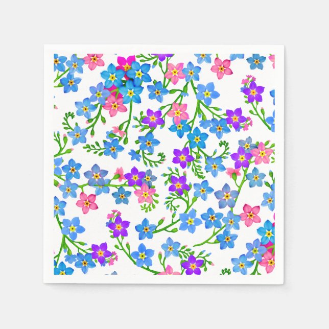 Blue Vergiss mich nicht Blume Papier Napkins Serviette (Vorderseite)