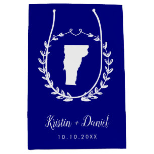 Blue Vermont Map Hochzeit Begrüßung Swag Mittlere Geschenktüte