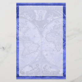 Blue Version Antique World Map J Blaeu 1664 Briefpapier