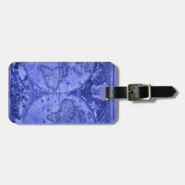 Blue Version Antique World Map J Blaeu 1664 Gepäckanhänger