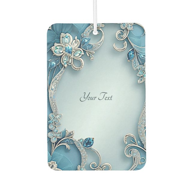 Blue Verziert Floral Air Freshener Autolufterfrischer (Vorderseite)