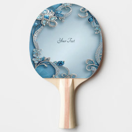 Blue Verziert Floral Ping Pong Paddle Tischtennis Schläger