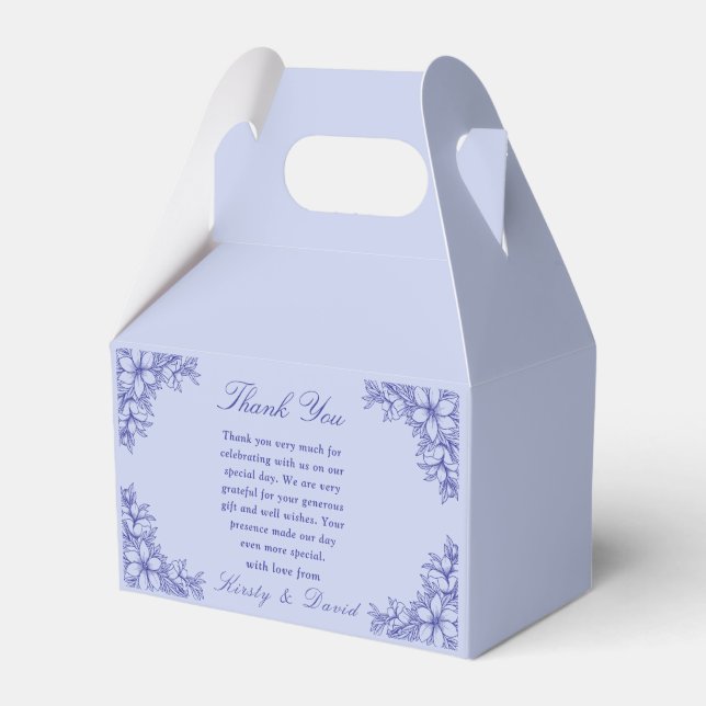 Blue Verziert Floral Wedding Geschenkschachtel (Vorderseite)