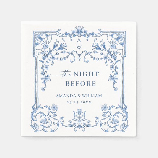 Blue Verziert Grace Viktorianisch Boho Probe Abend Serviette (Vorderseite)