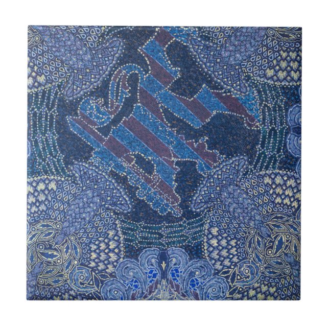 Blue Verziert Mosaic Art, Deutschland Fliese (Vorderseite)
