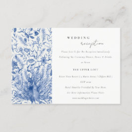 Blue Verziert Watercolor Peacock Hochzeitsempfang Begleitkarte