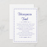 Blue Verziert Wedding Honeymoon Fund Begleitkarte<br><div class="desc">Fügen Sie diese schicken Blue Verziert Wedding Honeymoon Fund Enclosure Cards in Ihre Hochzeitseinladungen ein,  um Ihren Gästen zu ließe,  dass Sie über einen Flitterwochenfonds verfügen. Die Text- und Hintergrundfarbe kann so geändert werden,  dass sie Ihren eigenen Anforderungen Anzug.</div>