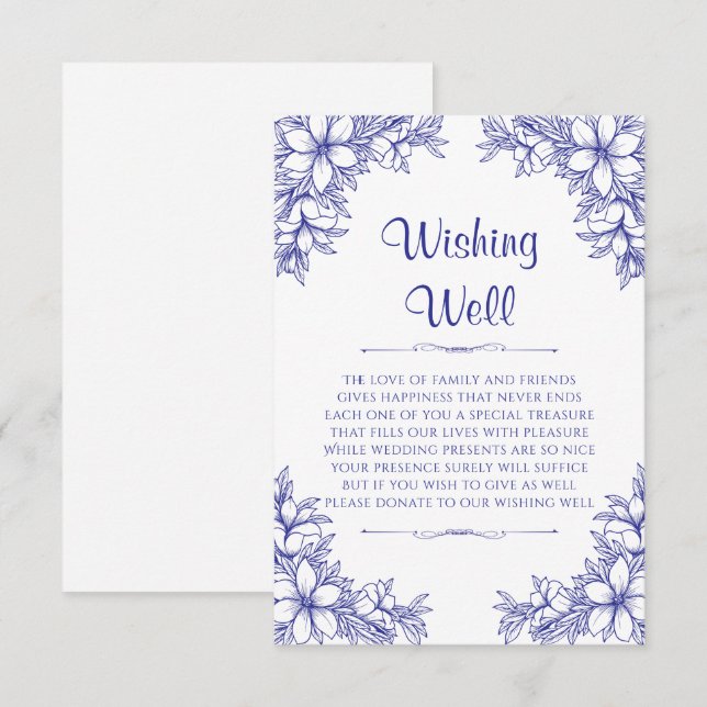 Blue Verziert Wedding wünschenswert gut Begleitkarte (Vorne/Hinten)