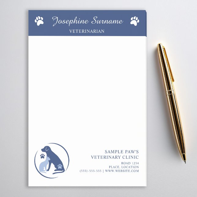 Blue Veterinarian Vet Clinic Logo und Text Post-it Klebezettel (Von Creator hochgeladen)