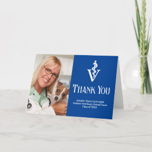 Blue Veterinary School Abschluss Foto Custom Dankeskarte