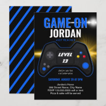 Blue Video Game Geburtstagseinladung