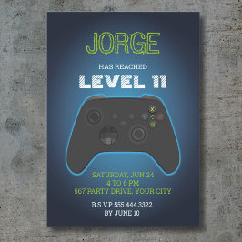 Blue Video Game Geburtstagseinladung Einladung