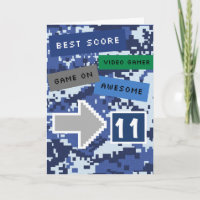 Blue Video Gamer 11. Geburtstagskarte