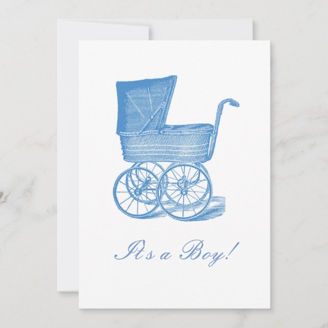 Blue Viktorianisch Baby Ankündigung (Vorderseite)