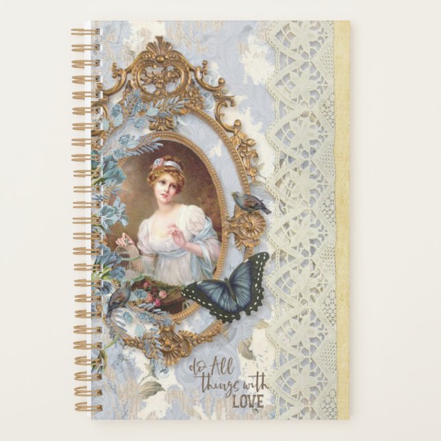 Blue Viktorianisch Planner Planer (Vorderseite)