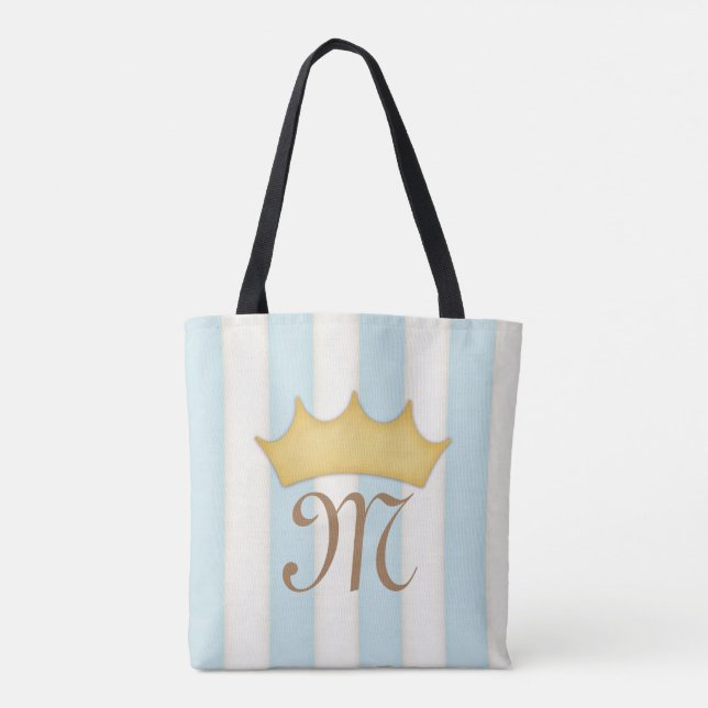 Blue Viktorianisch Stripes Crowned Monogram Prince Tasche (Rückseite)