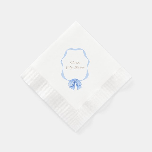 Blue Vintag Bow Ribbon Boy Baby Dusche Serviette (Ecke)
