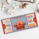 Blue Vintag Carnival Ticket Eintritt zum Geburtsta Einladung<br><div class="desc">Laden Sie alle in das große Zelt zu einer spektakulären Geburtstagsfeier im Karnevalszirkus mit unseren Vintagen blauen Karneval Ticket Einladung Vorlagen. Die Einladung zum Geburtstag der Zirkuszelt mit leuchtend hellen Schildern im dunkelblauen Vintagen Stil gibt ein Ticketdesign zu. Das Farbdesign ist vollständig editierbar! Klicken Sie auf Anpassen, um die Hintergrundfarbe...</div>