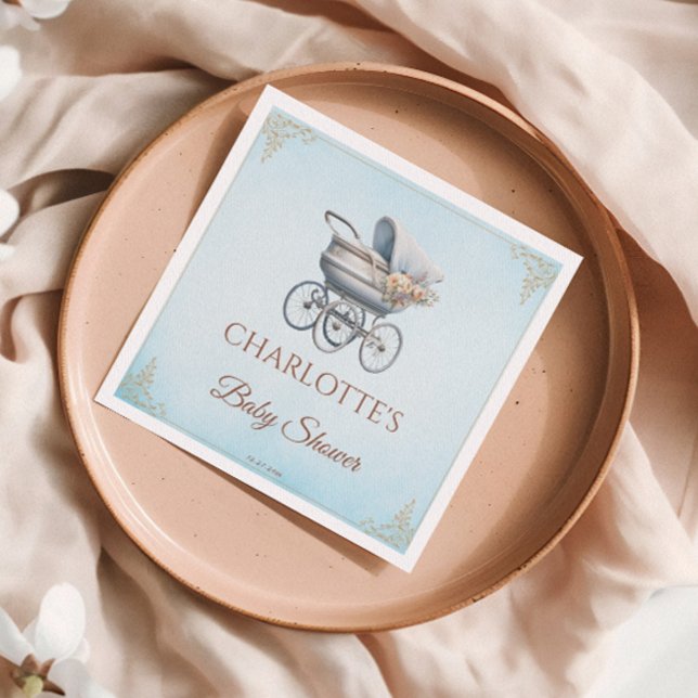 Blue Vintag Classic Boy Baby Dusche Serviette (Von Creator hochgeladen)