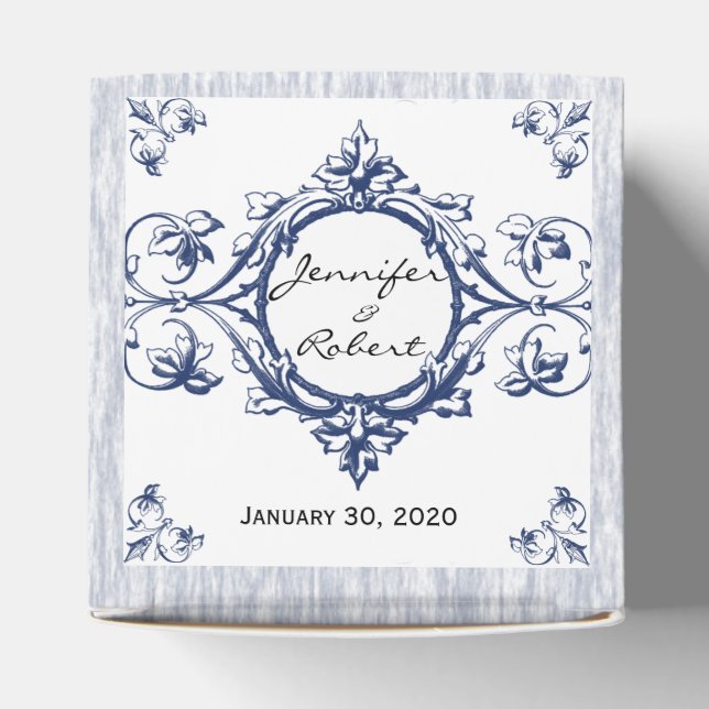 Blue Vintag Elegance Gastgeschenk Hochzeit Box Geschenkschachtel (Oben)