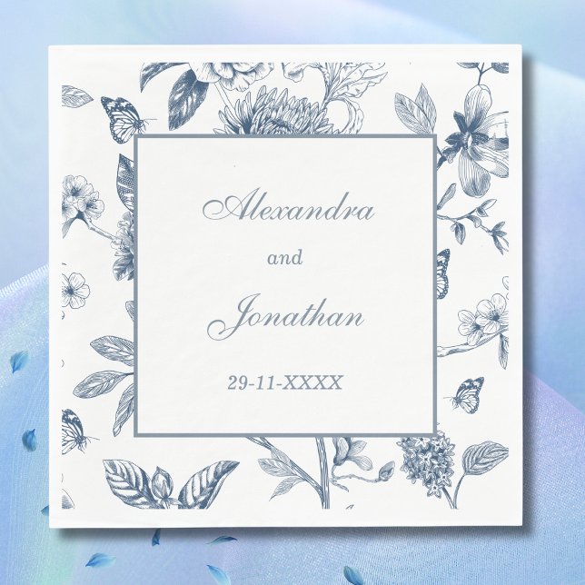 Blue Vintag Floral French Wedding Serviette (Von Creator hochgeladen)