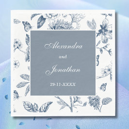 Blue Vintag Floral French Wedding Serviette