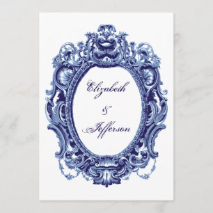 Blue Vintag Frame Wedding Einladungen