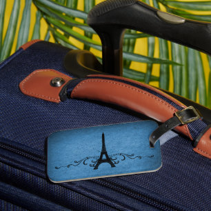 Blue Vintag French Blüh Gepäckanhänger