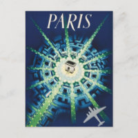 Blue Vintag Paris French Air Travel Europe