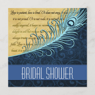 Blue Vintag Peacock Bridal Dusche Einladungen