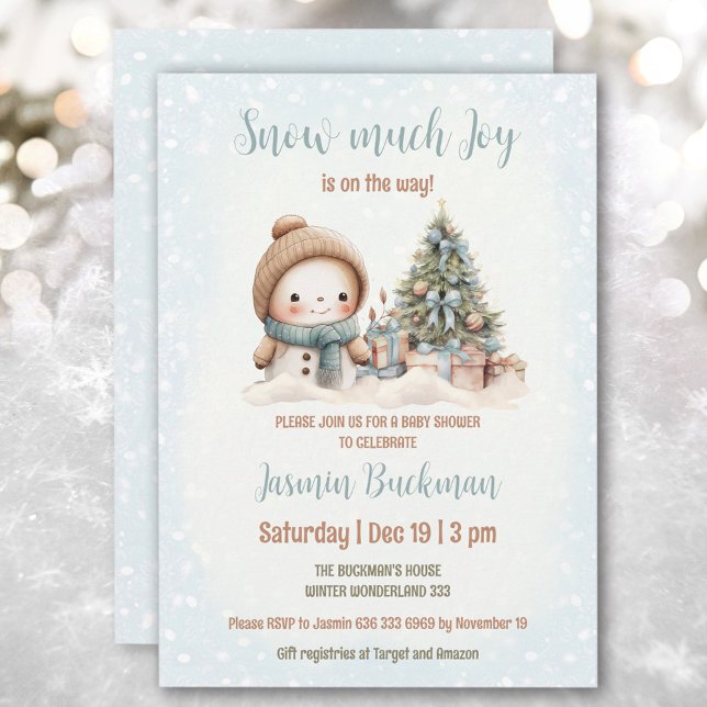 Blue Vintag Snowman Christmas Boy Baby Dusche Einladung (Blue Vintage Snowman Christmas Boy Baby Shower Invitation)