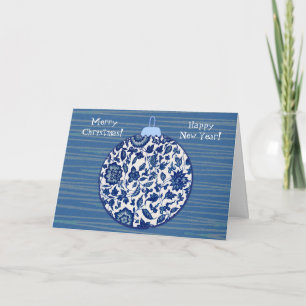 Blue Vintag Style Floral Weihnachtsschmuckkarte Karte
