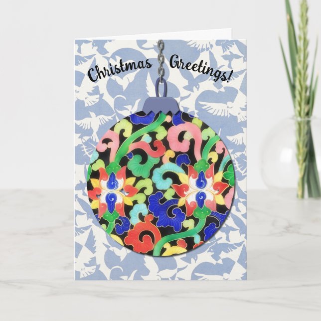Blue Vintag Style Holiday Art Weihnachtskarte Karte (Vorderseite)