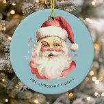 Blue Vintag Watercolor Weihnachten Keramik Ornament<br><div class="desc">Feiern Sie die festliche Jahreszeit mit unserem Blue Vintag Watercolor Weihnachtsgeschenk Weihnachtsmann Keramik Ornament! Dieses charmante Ornament besticht durch ein nostalgisches Santa Claus Design-Set vor einem stilvollen, soliden Hintergrund, das Vintagen Charme mit modernem Flair verbindet. Ideal, um dem Weihnachtsbaum eine festliche Touch hinzuzufügen. Personalisieren Sie dieses individuelle Design mit Ihrem...</div>