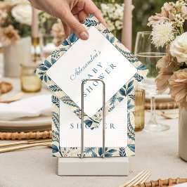 Blue Vintage Botanical Baby Shower Serviette