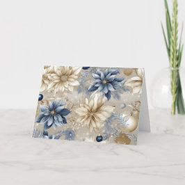 Blue Vintage Christmas Florals Feiertagskarte