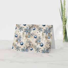 Blue Vintage Christmas Florals Feiertagskarte