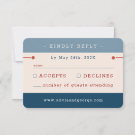 Blue Vintage Wedding RSVP Karte