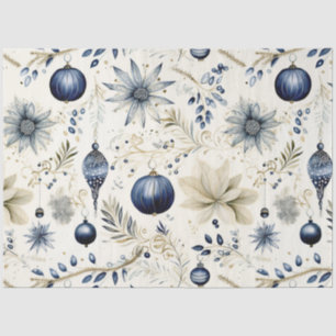 Blue Vintage Weihnachten Blumendekoupage Seidenpapier